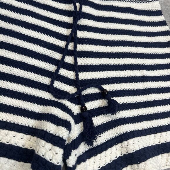 House Of Harlow Striped Shorts Navy white crochet Drawstring Waist NWOT Large - Picture 2 of 6